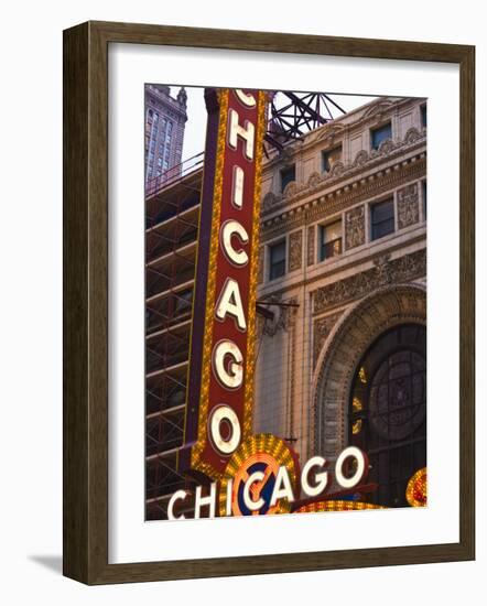 Chicago Theatre, Theatre District, Chicago, Illinois, United States of America, North America-Amanda Hall-Framed Photographic Print