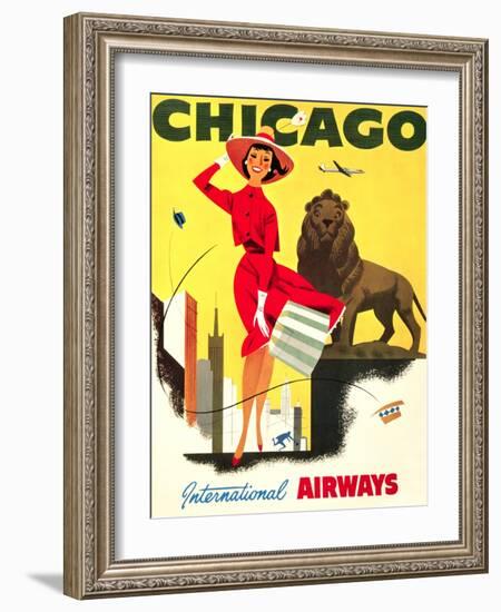 Chicago Vintage Travel Poster-null-Framed Art Print