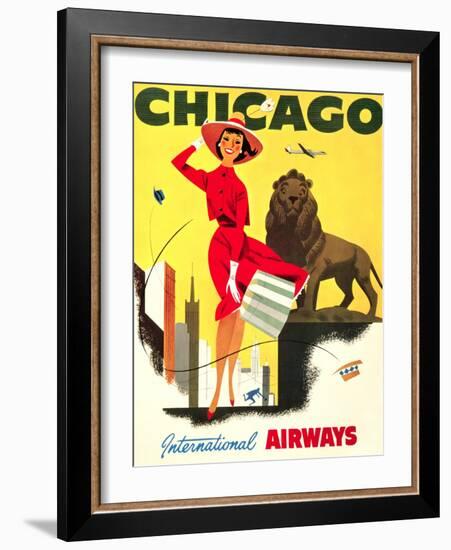 Chicago Vintage Travel Poster-null-Framed Art Print