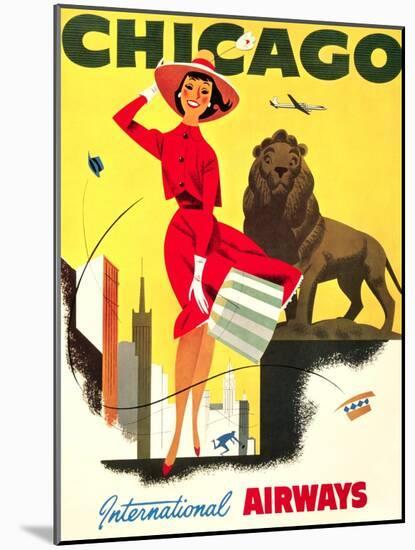 Chicago Vintage Travel Poster-null-Mounted Art Print