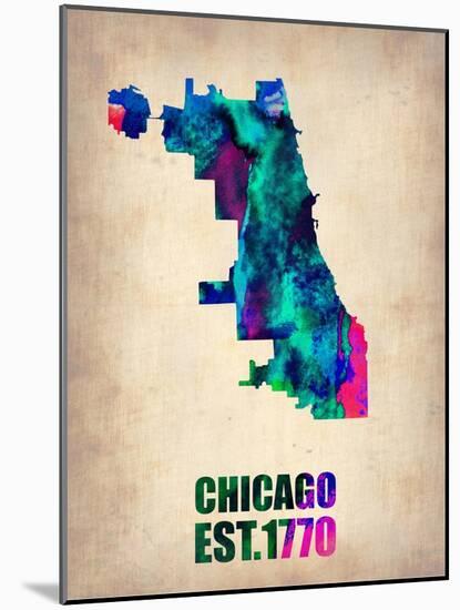 Chicago Watercolor Map-NaxArt-Mounted Art Print