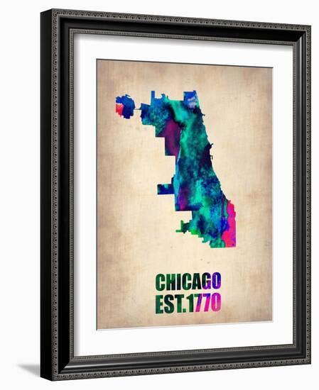 Chicago Watercolor Map-NaxArt-Framed Art Print
