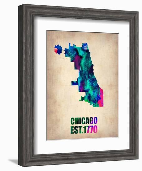 Chicago Watercolor Map-NaxArt-Framed Art Print