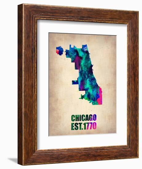 Chicago Watercolor Map-NaxArt-Framed Art Print