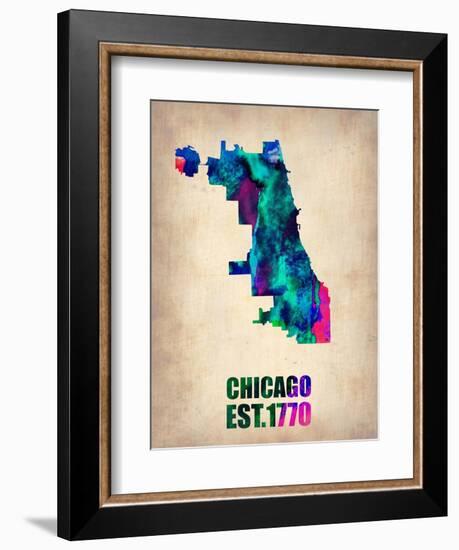 Chicago Watercolor Map-NaxArt-Framed Art Print