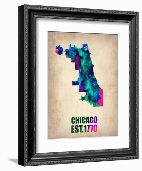 Chicago Watercolor Map-NaxArt-Framed Art Print