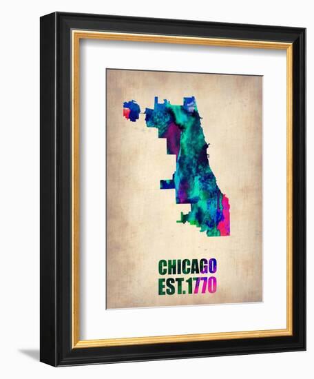 Chicago Watercolor Map-NaxArt-Framed Art Print