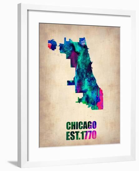 Chicago Watercolor Map-NaxArt-Framed Art Print