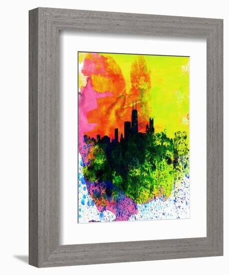 Chicago Watercolor Skyline-NaxArt-Framed Art Print