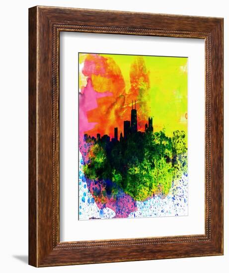 Chicago Watercolor Skyline-NaxArt-Framed Art Print