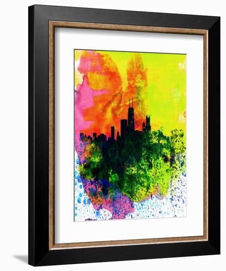 Chicago Watercolor Skyline-NaxArt-Framed Art Print