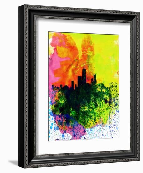 Chicago Watercolor Skyline-NaxArt-Framed Art Print