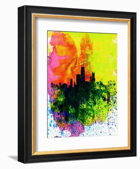 Chicago Watercolor Skyline-NaxArt-Framed Art Print