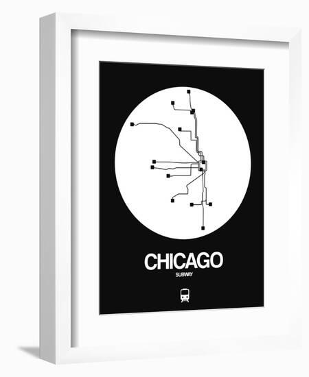 Chicago White Subway Map-NaxArt-Framed Premium Giclee Print