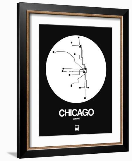 Chicago White Subway Map-NaxArt-Framed Art Print