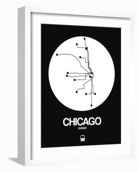 Chicago White Subway Map-NaxArt-Framed Art Print