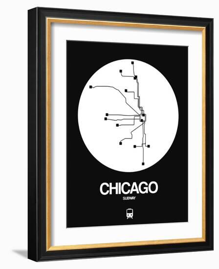 Chicago White Subway Map-NaxArt-Framed Art Print