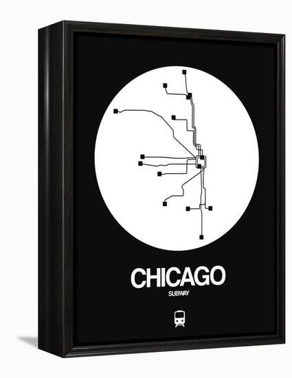 Chicago White Subway Map-NaxArt-Framed Stretched Canvas