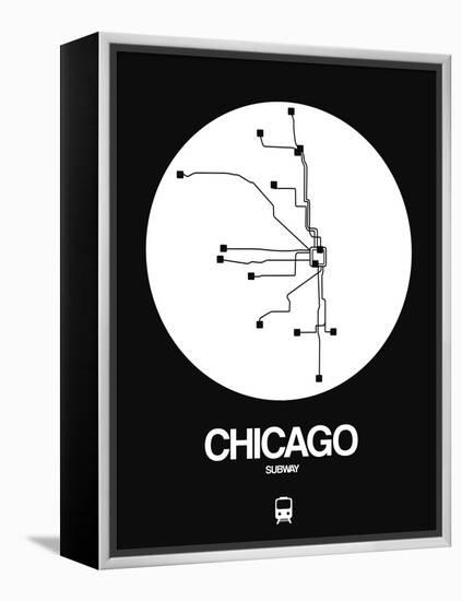 Chicago White Subway Map-NaxArt-Framed Stretched Canvas