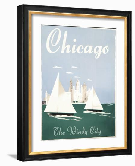 Chicago Windy City-Vintage Apple Collection-Framed Giclee Print