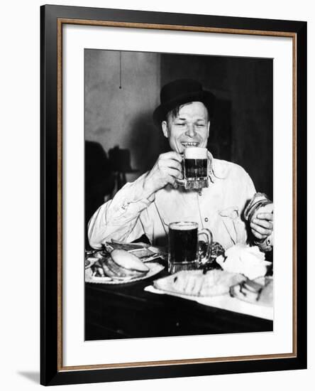 Chicago Worker Enjoys a Saloon Lunch That Provided Free Food to Go with the Purchased Beer, ca 1920-null-Framed Photo