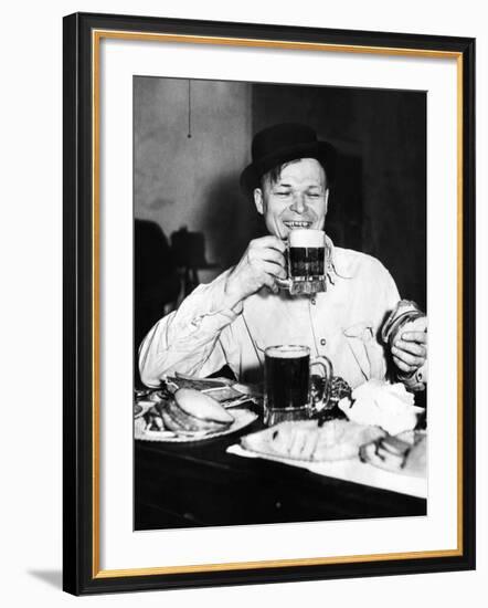 Chicago Worker Enjoys a Saloon Lunch That Provided Free Food to Go with the Purchased Beer, ca 1920-null-Framed Photo