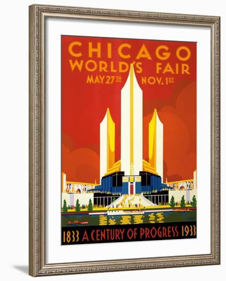 Chicago World’s Fair - A Century of Progress, 1833-1933-null-Framed Giclee Print