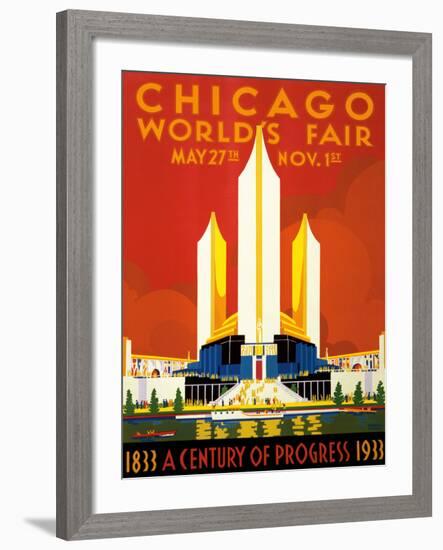 Chicago World’s Fair - A Century of Progress, 1833-1933-null-Framed Giclee Print