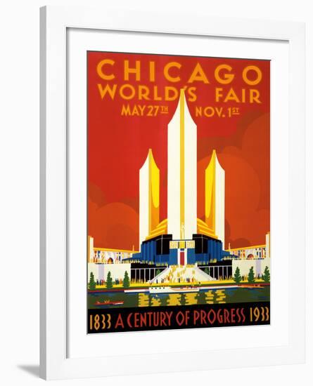 Chicago World’s Fair - A Century of Progress, 1833-1933--Framed Giclee Print