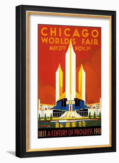 Chicago World’s Fair - A Century of Progress, 1833-1933-null-Framed Art Print