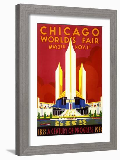 "Chicago World's Fair" Vintage Travel Poster, 1933-Piddix-Framed Art Print