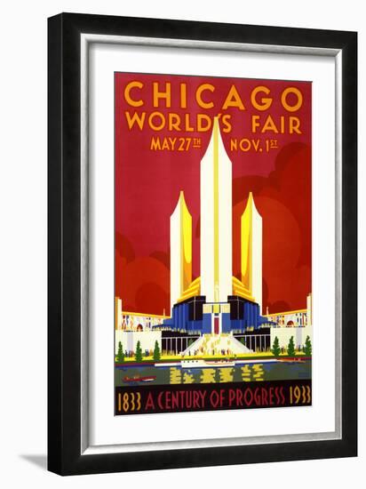 "Chicago World's Fair" Vintage Travel Poster, 1933-Piddix-Framed Art Print