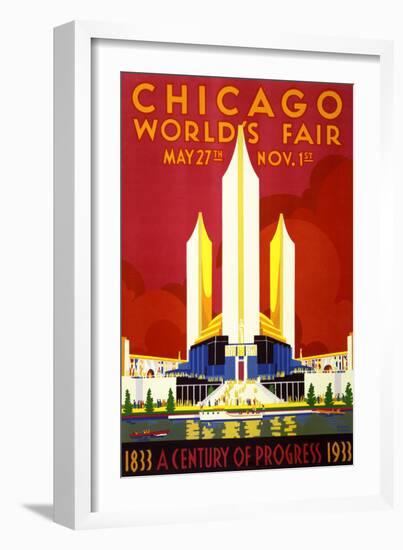 "Chicago World's Fair" Vintage Travel Poster, 1933-Piddix-Framed Art Print