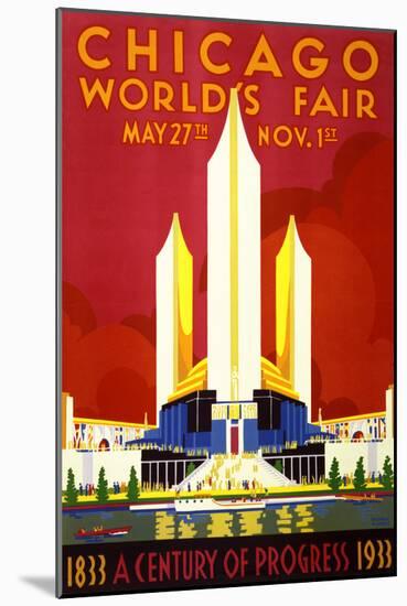 "Chicago World's Fair" Vintage Travel Poster, 1933-Piddix-Mounted Art Print