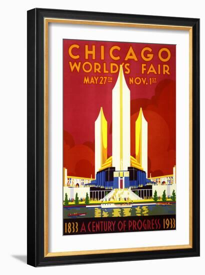 "Chicago World's Fair" Vintage Travel Poster, 1933-Piddix-Framed Art Print