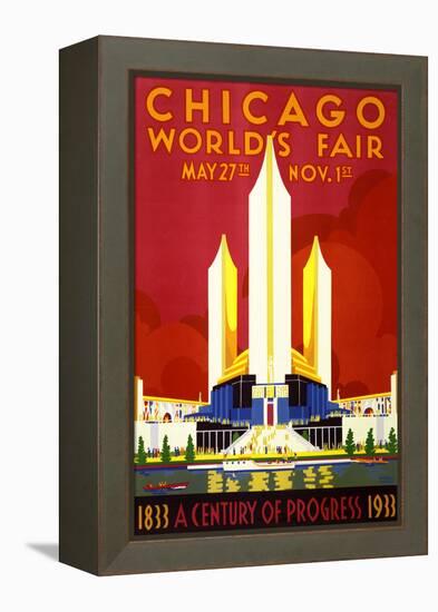 "Chicago World's Fair" Vintage Travel Poster, 1933-Piddix-Framed Stretched Canvas