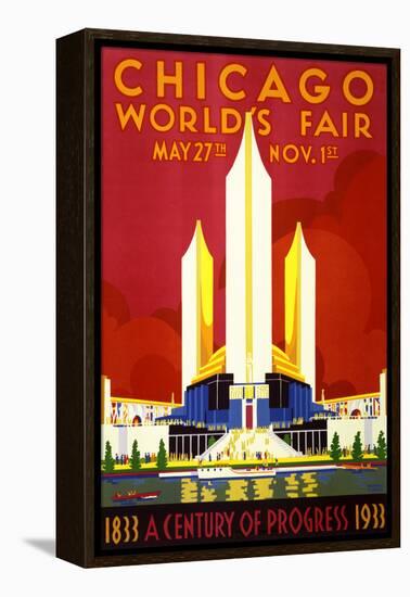 "Chicago World's Fair" Vintage Travel Poster, 1933-Piddix-Framed Stretched Canvas
