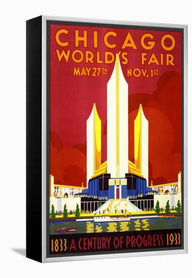 "Chicago World's Fair" Vintage Travel Poster, 1933-Piddix-Framed Stretched Canvas