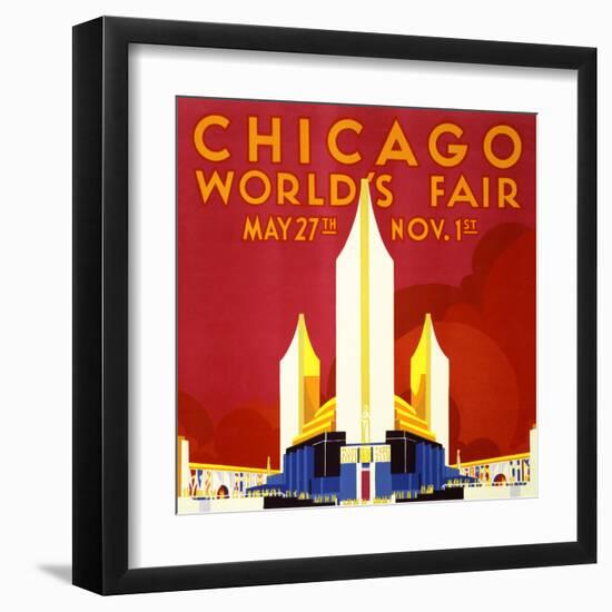 "Chicago World's Fair" Vintage Travel Poster, 1933-Piddix-Framed Art Print