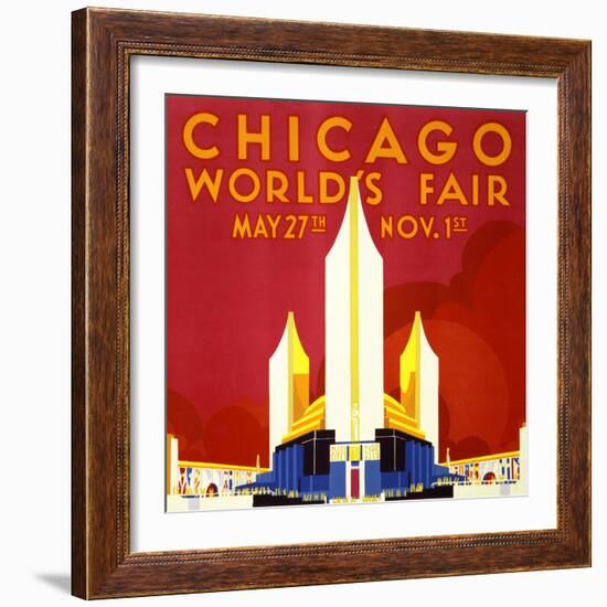 "Chicago World's Fair" Vintage Travel Poster, 1933-Piddix-Framed Art Print