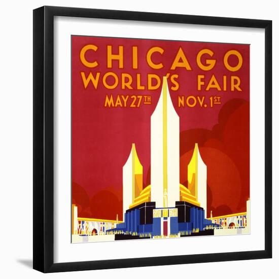 "Chicago World's Fair" Vintage Travel Poster, 1933-Piddix-Framed Art Print