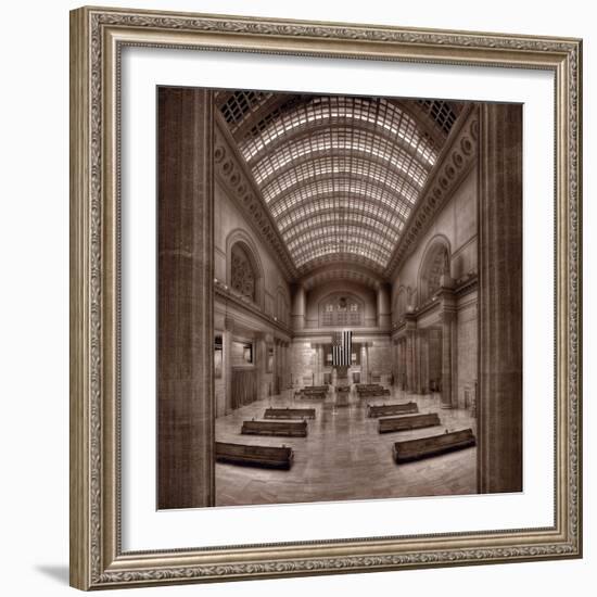 Chicagos Union Station BW-Steve Gadomski-Framed Photographic Print