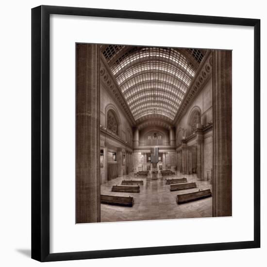 Chicagos Union Station BW-Steve Gadomski-Framed Photographic Print