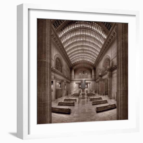 Chicagos Union Station BW-Steve Gadomski-Framed Photographic Print