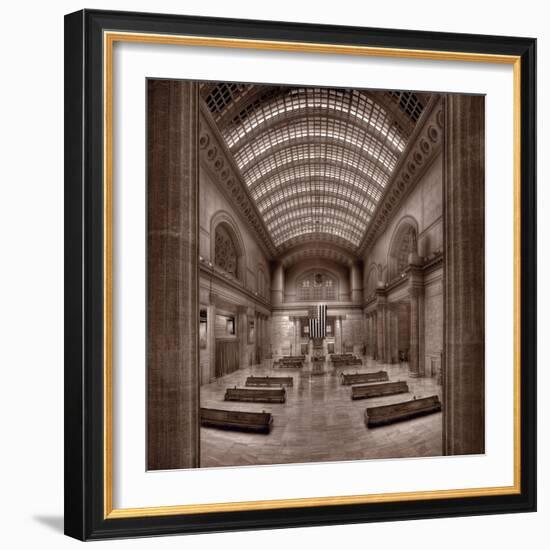 Chicagos Union Station BW-Steve Gadomski-Framed Photographic Print