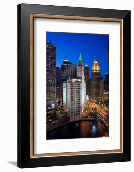 Chicagos Wrigley Building At Night-Steve Gadomski-Framed Photographic Print