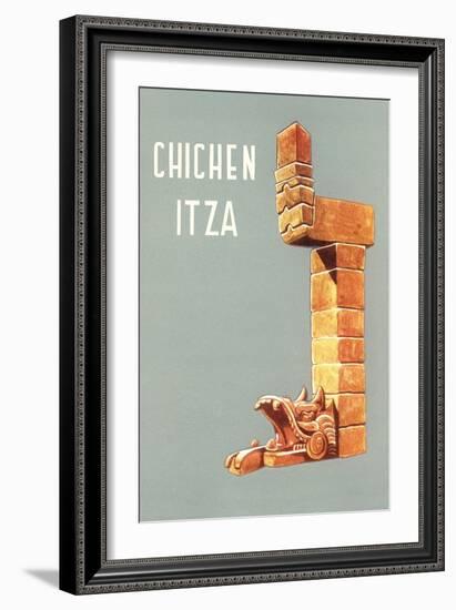 Chichen Itza, Mexican Travel Poster-null-Framed Art Print