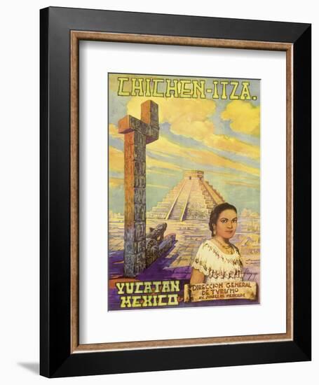 Chichen Itza - Yucatan, Mexico - El Castillo Mayan Pyramid-Flores Esp-Framed Art Print