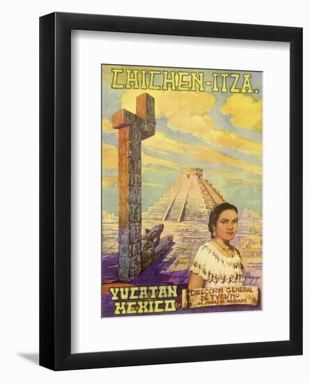 Chichen Itza - Yucatan, Mexico - El Castillo Mayan Pyramid-Flores Esp-Framed Art Print