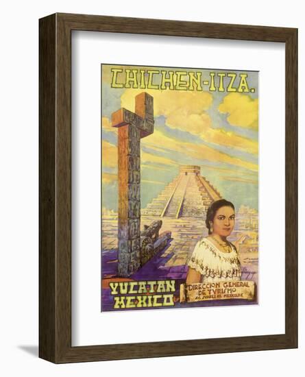 Chichen Itza - Yucatan, Mexico - El Castillo Mayan Pyramid-Flores Esp-Framed Art Print